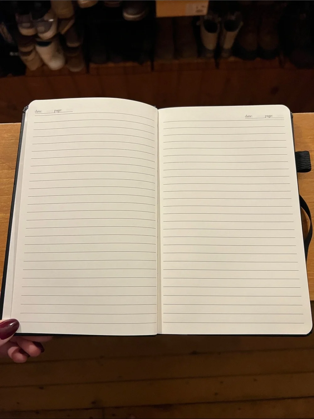 Classic Black Hardcover Lined Notebook with Elastic Closure